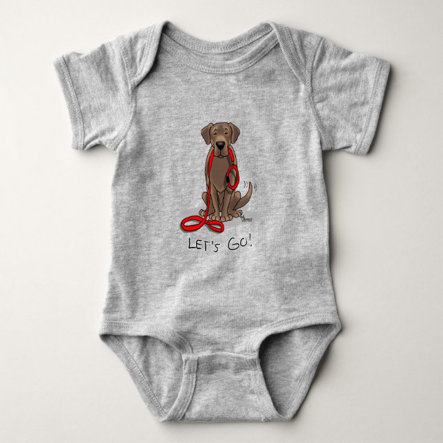 Cute Dog - Let's Go! Chocolate Labrador Retriever Baby Bodysuit (Front)