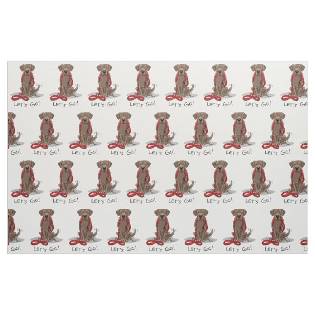 Cute Dog - Let's Go! Chocolate Labrador Retriever Fabric (Fat Quarter)
