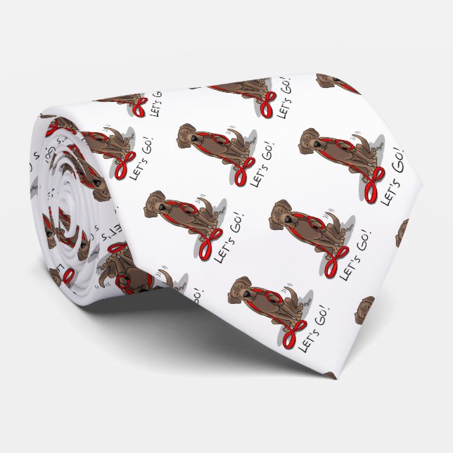 Cute Dog - Let's Go! Chocolate Labrador Retriever Neck Tie (Rolled)