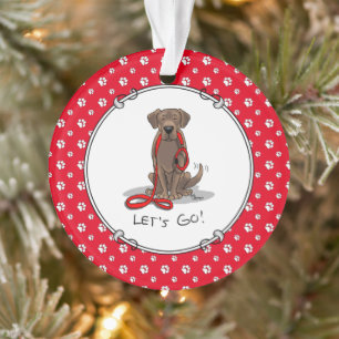 Cute Dog - Let's Go! Chocolate Labrador Retriever Ornament