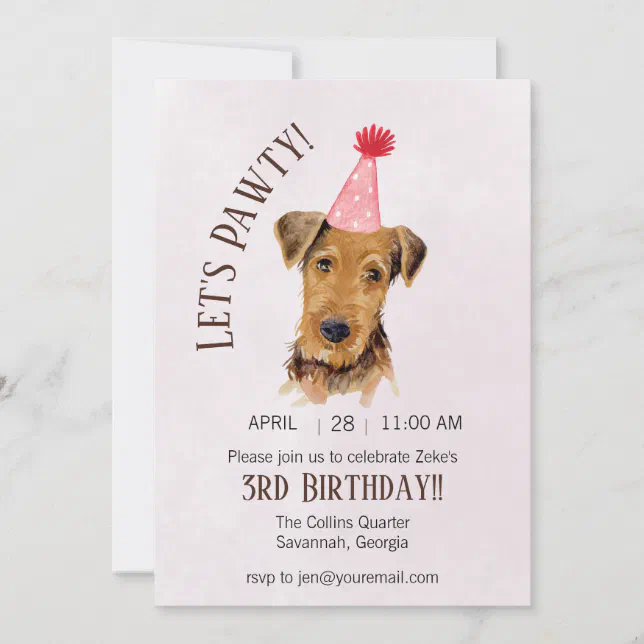 Cute Dog Lets Pawty Birthday Party Invitation | Zazzle