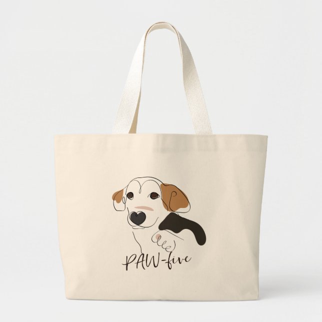 Cute Dog Line Art Large Tote Bag (Front)