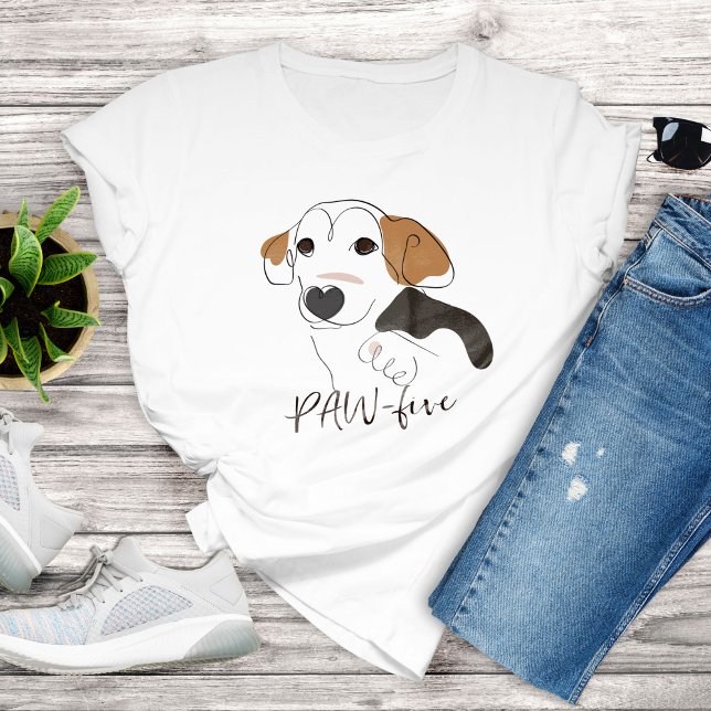 Cute Dog Line Art - PAW-five T-Shirt (Cute Dog Line Art - PAW-five T-shirt)