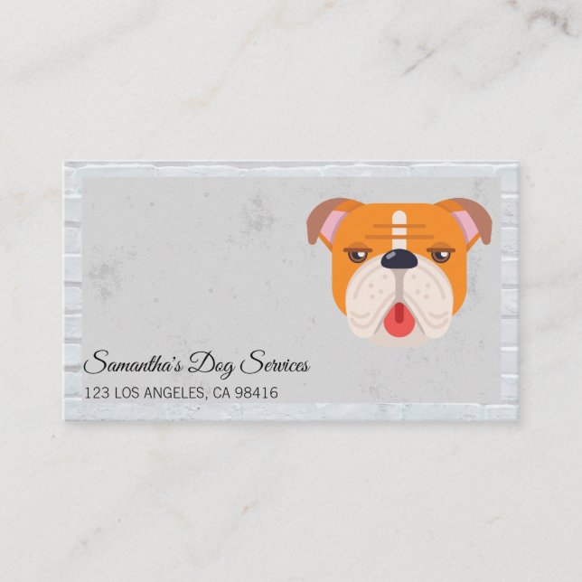 Cute Dog Logo | Brick Wall Border Business Card (Front)