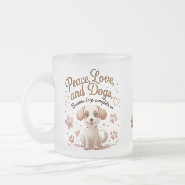 Cute Dog Love Glass Mug (Left)