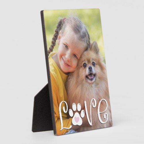 Cute Dog LOVE Paw Print Photo Custom Plaque