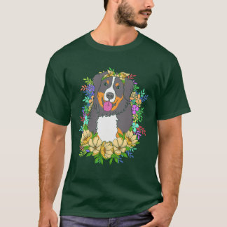 Cute Dog Lover Flower Bernese Dog For Dog Mom frie T-Shirt