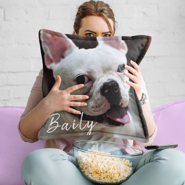 Cute Dog Lover Funny Photo Besties Friends Bff    Throw Pillow (Creator Uploaded)