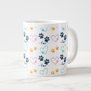 Cute Dog Lover Paw Prints Giant Coffee Mug