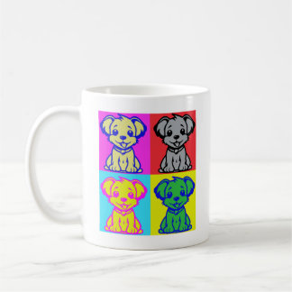 Cute Dog Lover Pop Art Four Puppies Coffee Mug