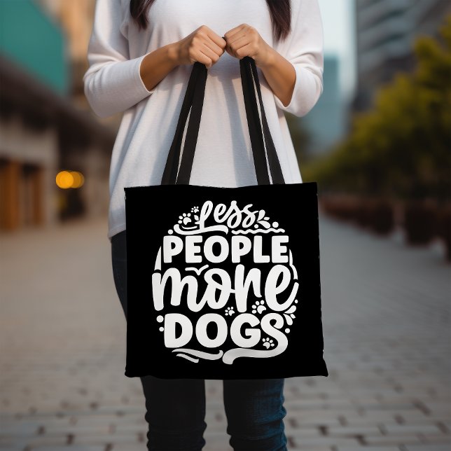 Cute Dog Lover Tote Bag, Less People More Dogs  Bag (Creator Uploaded)