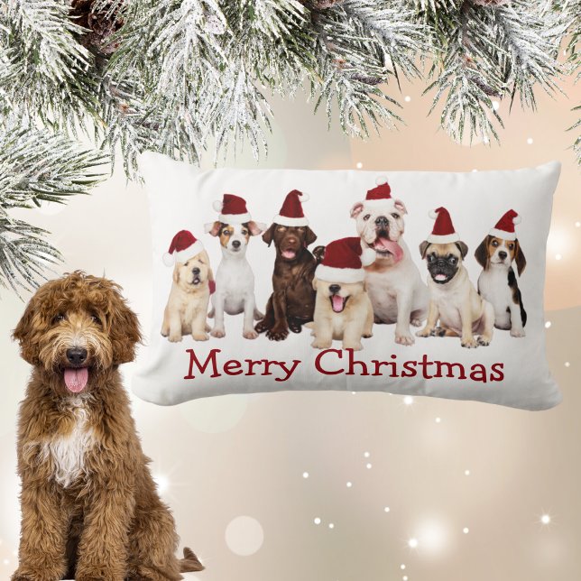 Cute Dog Lovers Christmas  Lumbar Pillow (Cute Dog Lovers Christmas Lumbar Pillow)