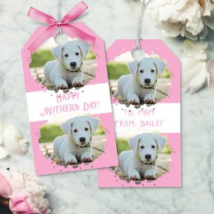 Cute Dog Lovers Personalized Photo Pattern Pink Gift Tags