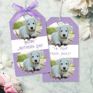 Cute Dog Lovers Personalized Photo Pattern Purple Gift Tags