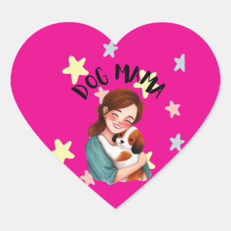 Cute dog mama heart sticker