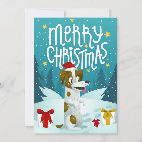 Cute Dog Merry Christmas Funny Winter Holiday Card