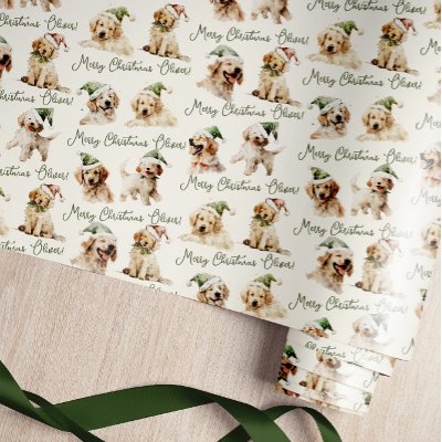 Cute Dog Merry Christmas Wrapping Paper 