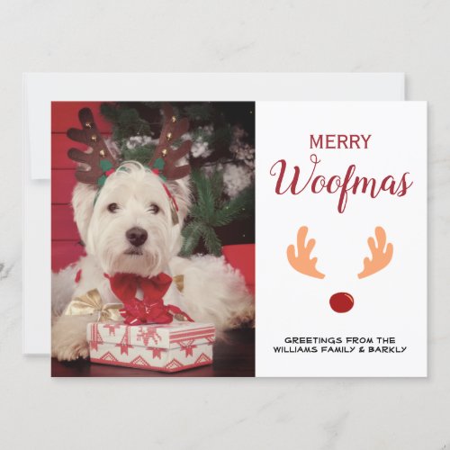 Cute Dog Merry Woofmas Christmas Photo Holiday Card