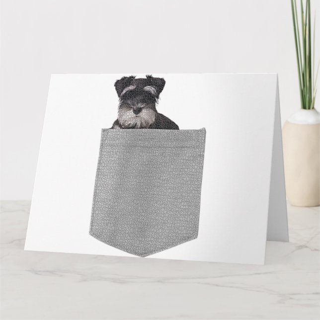 Cute Dog Miniature Schnauzer In Your Pocket dog  Card (Front)