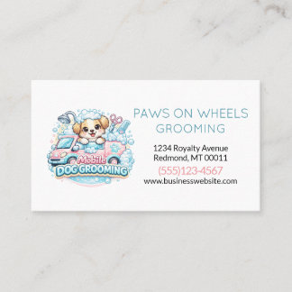 Cute Dog Mobile Pet Grooming Service Business Card