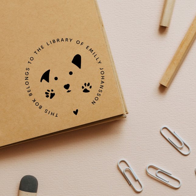 Cute Dog Modern From The Library Book Rubber Stamp (Creator Uploaded)