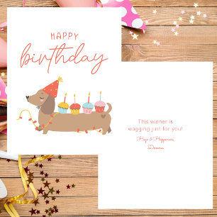 Cute Dog Modern Happy Birthday Note Card