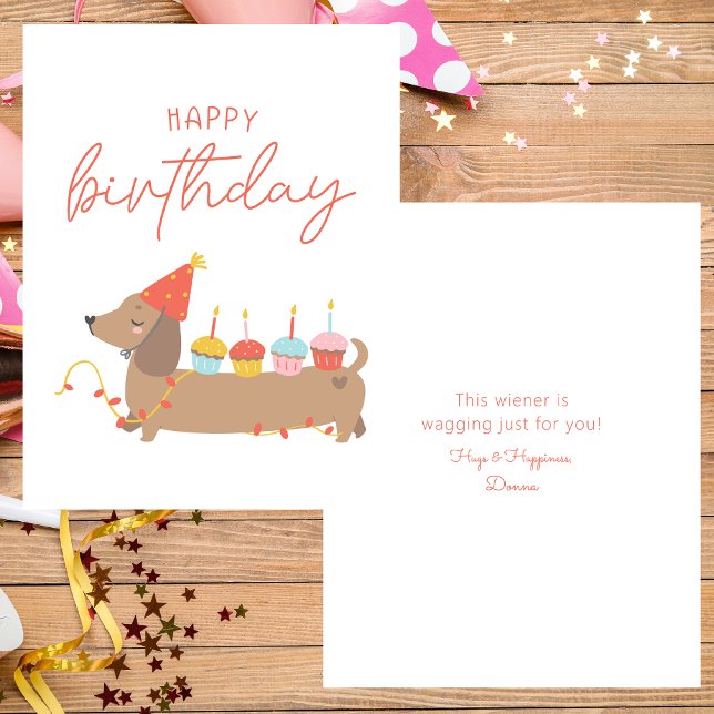 Cute Dog Modern Happy Birthday Note Card (Creator Uploaded)