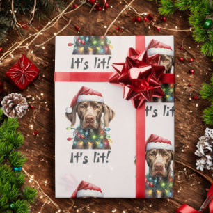 Cute Dog Modern Script Watercolor Funny Christmas Wrapping Paper