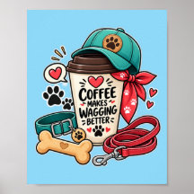 Cute Dog Mom Coffee Makes Wagging Better Canvas Pr