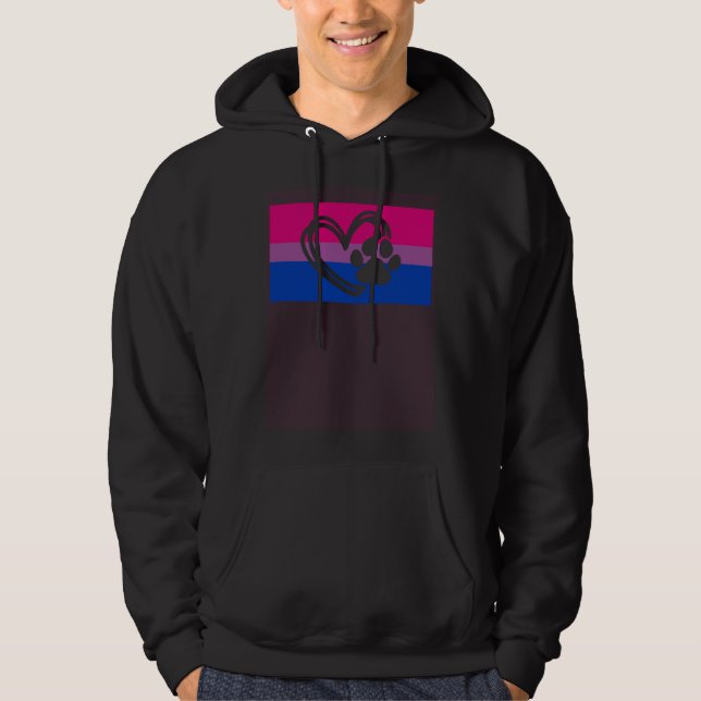 Cute Dog Mom Dad Paw Gay Bisexual Pride Flag Queer Hoodie (Front)