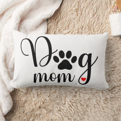 Cute Dog Mom Gift Puppy Black White  Lumbar Pillow