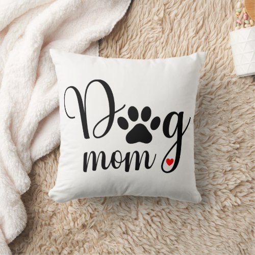 Cute Dog Mom Gift Puppy Black White  Throw Pillow