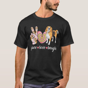 Cute Dog Mom Mother's Day Peace Love Beagle T-Shirt