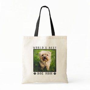 Cute Dog Mom Paw Prints Custom Pet Photo Tote Bag