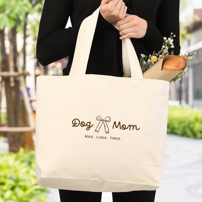Cute Dog Mom Personalized Large Tote Bag (Creator Uploaded)