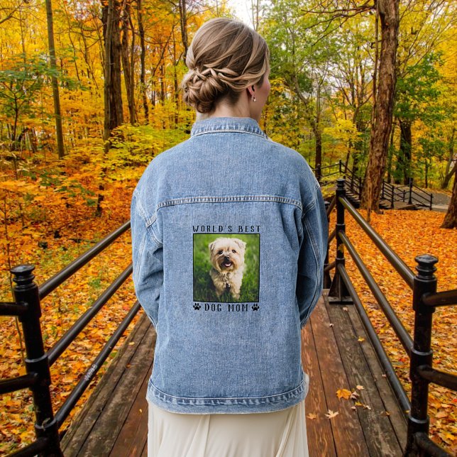 Cute Dog Mom Personalized Pet Photo Denim Jacket (Creator Uploaded)