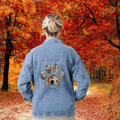 Cute Dog Mom Pet Photo Collage Personalized Denim Jacket