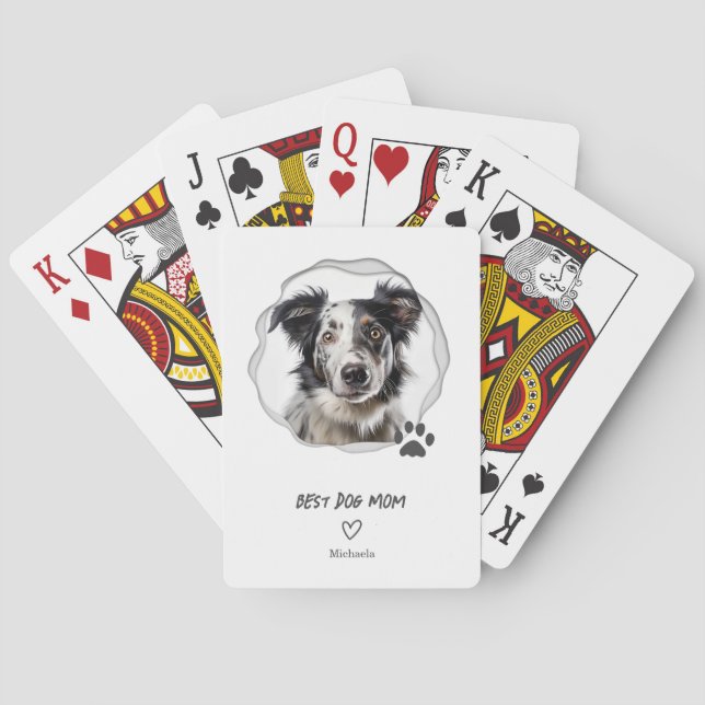 Cute Dog Mom Photo Poker Cards (Back)