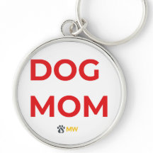 Cute DOG MOM Red & Gold Keychain | Pet Parent Quic