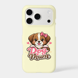 Cute Dog Mum with Pink Bow and Paw Prints iPhone 17 Pro Case