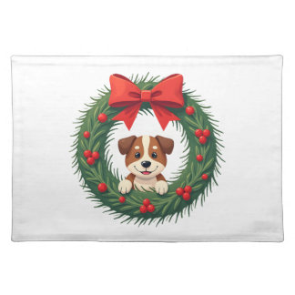 Cute Dog Nose Christmas Wreath Christmas Dog Mom D Cloth Placemat