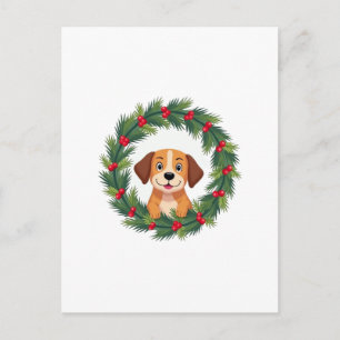Cute Dog Nose Christmas Wreath Christmas Dog Mom D Postcard