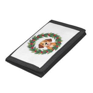 Cute Dog Nose Christmas Wreath Christmas Dog Mom D Tri-fold Wallet
