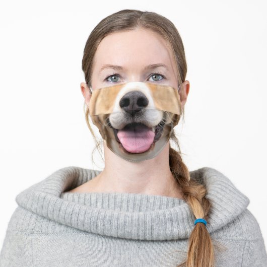Cute Dog Nose Tongue Adult Cloth Face Mask (Worn)