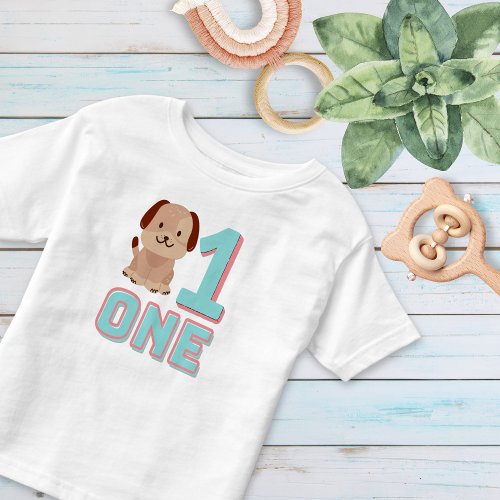 Cute Dog Number One Teal and Pink Toddler T_shirt