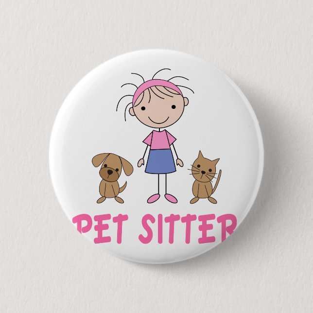 Cute Dog Occupation Pet Sitter Pinback Button (Front)
