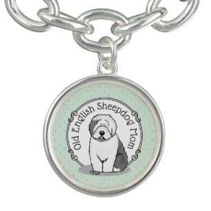Cute Dog OES Mom Old English Sheepdog Mom (Gray 1) Bracelet
