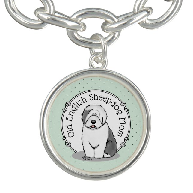 Cute Dog OES Mom Old English Sheepdog Mom (Gray 1) Bracelet (Design)