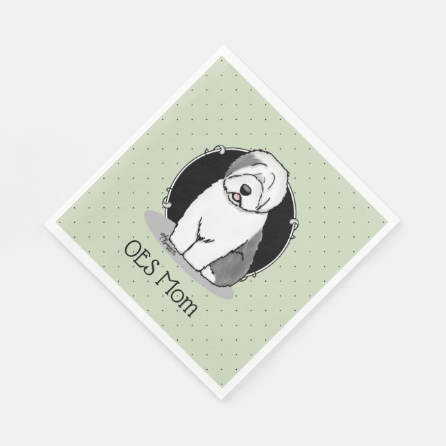 Cute Dog OES Mom Old English Sheepdog Mom (Gray 1) Napkins (Corner)
