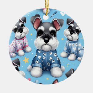 Cute Dog Of Schnauzer Animal Pattern Ceramic Ornament